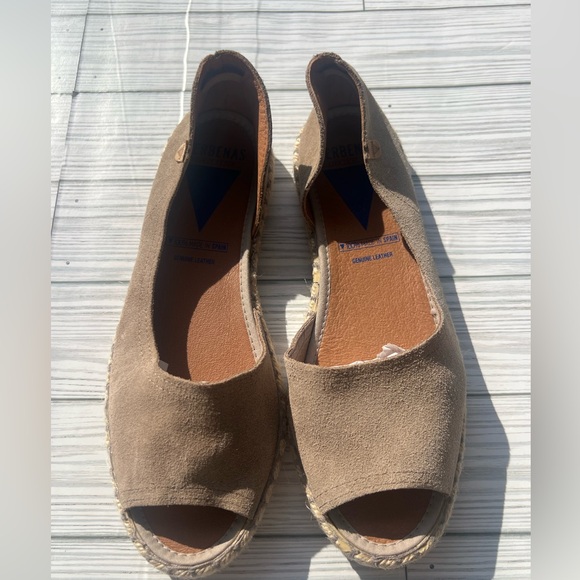 Verbenas Shoes - Verbenas Stylish Beige Espadrille Leather flats, Made in Spain Size US 8 EU 39